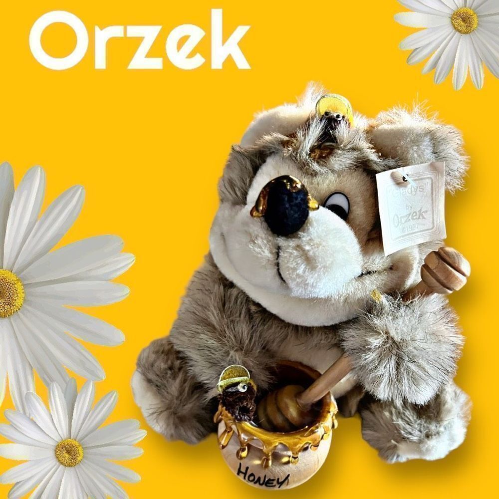 Orzek 1996 Vintage Teddy Bear Dripping Honey Pot Bees "Elmo" Plush